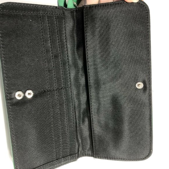 Target Green Faux Patent Leather Chain Strap Bi-fold Womens Wallet Clutch - Picture 6 of 12